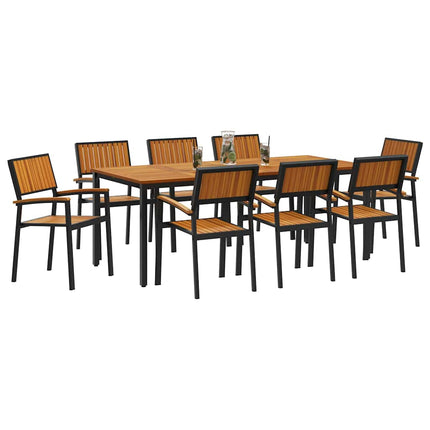 Ensemble de salle à manger pour jardin 9 pcs Noir et marron