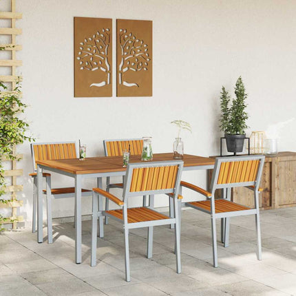 Ensemble de salle à manger pour jardin 5 pcs Gris et marron