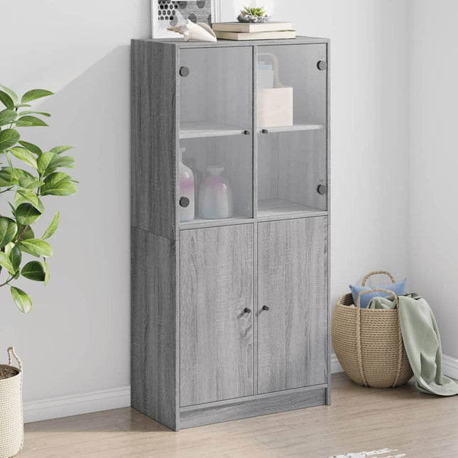 Buffet haut avec portes gris sonoma 68x37x142cm bois ingénierie