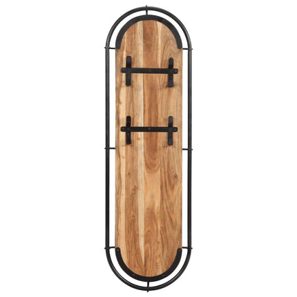 Porte-manteaux muraux et 4 crochets 2 pcs bois massif d'acacia