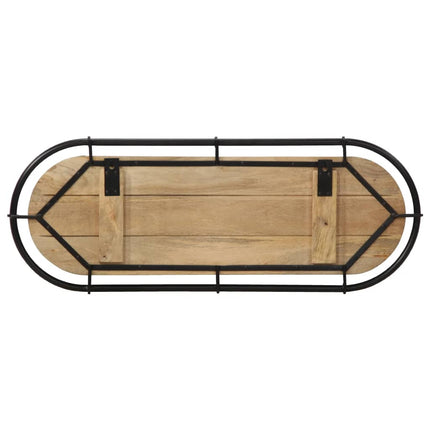 Porte-manteau mural avec 5 crochets bois manguier massif brut