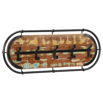 Porte-manteau mural avec 5 crochets bois massif récupéré