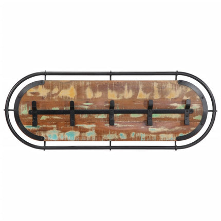 Porte-manteau mural avec 5 crochets bois massif récupéré