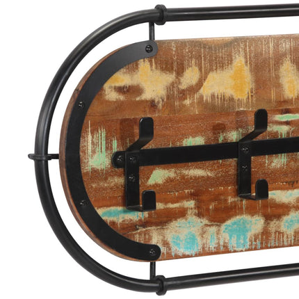 Porte-manteau mural avec 5 crochets bois massif récupéré