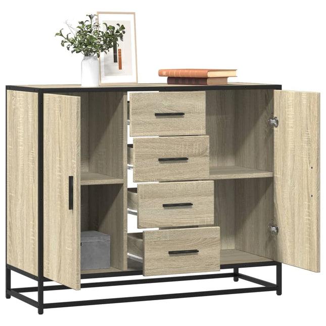 Buffet chêne sonoma 92x35x76 cm bois d'ingénierie