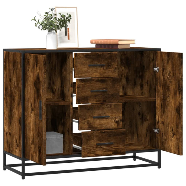 Buffet chêne fumé 92x35x76 cm bois d'ingénierie