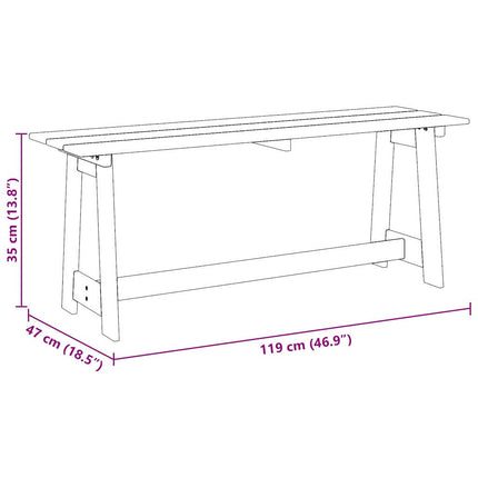 Banc extérieur Marron 119 x 35 x 47 cm Bois de pin massif