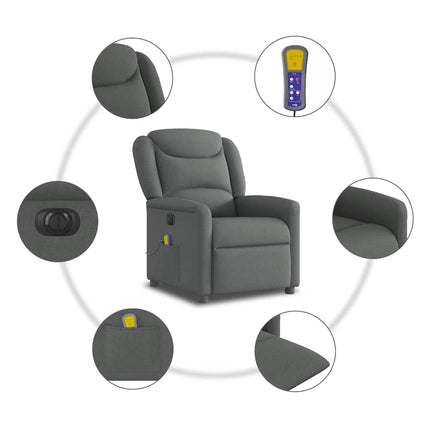 Fauteuil inclinable de massage électrique gris foncé tissu