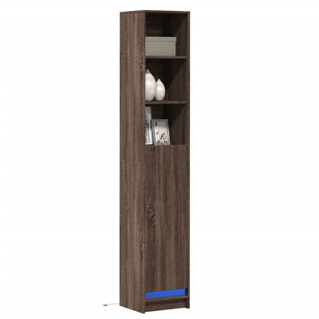 Buffet avec LED chêne marron 36x32,5x200 cm bois d'ingénierie