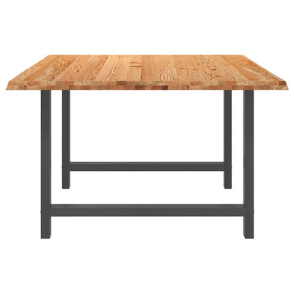 Table à manger marron clair bois de chêne massif rectangulaire