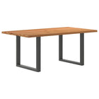 Table à manger marron clair bois de chêne massif rectangulaire