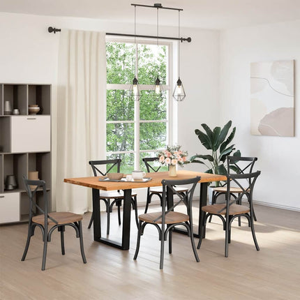 Table à manger avec bord naturel 180x100x74cm bois massif chêne