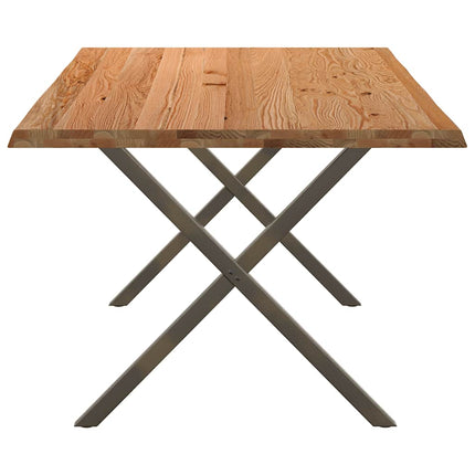 Table à manger marron clair bois de chêne massif rectangulaire