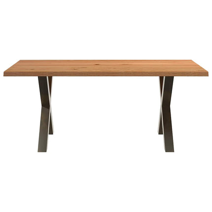 Table à manger marron clair bois de chêne massif rectangulaire