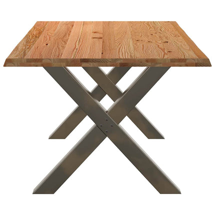 Table à manger marron clair bois de chêne massif rectangulaire