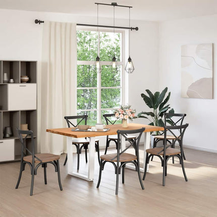 Table à manger avec bord naturel 180x100x74cm bois massif chêne