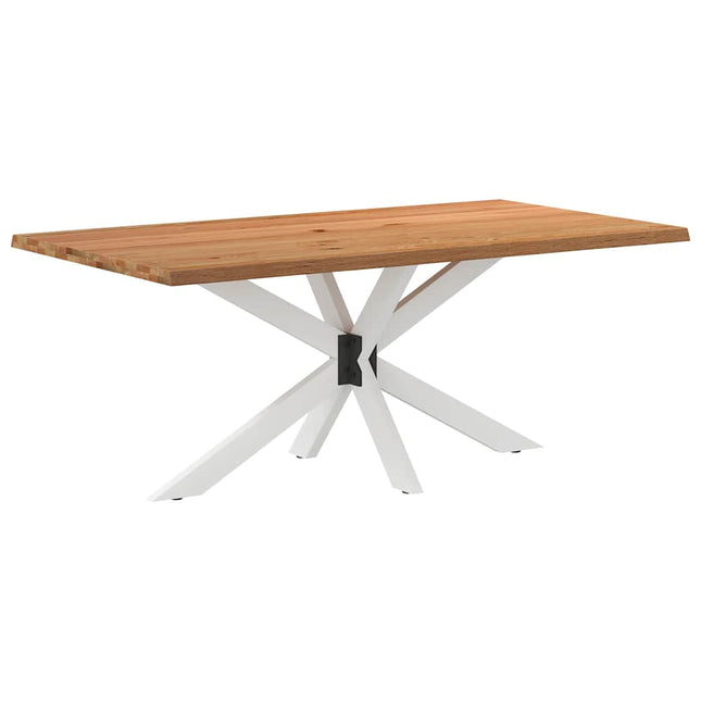 Table à manger marron clair bois de chêne massif rectangulaire