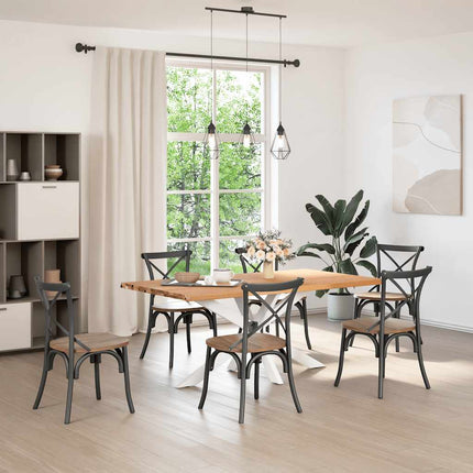 Table à manger marron clair bois de chêne massif rectangulaire