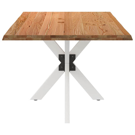 Table à manger marron clair bois de chêne massif rectangulaire