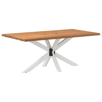 Table à manger marron clair bois de chêne massif rectangulaire