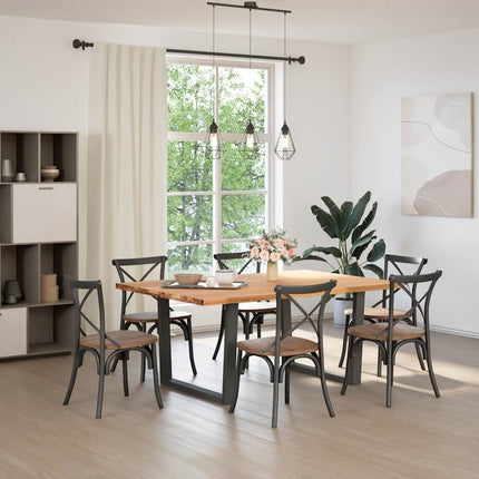 Table à manger avec bord naturel 180x100x74cm bois massif chêne