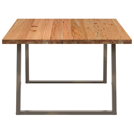 Table à manger marron clair bois de chêne massif rectangulaire