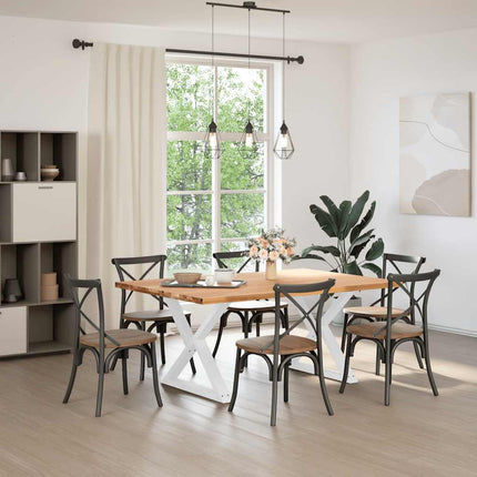 Table à manger marron clair bois de chêne massif rectangulaire