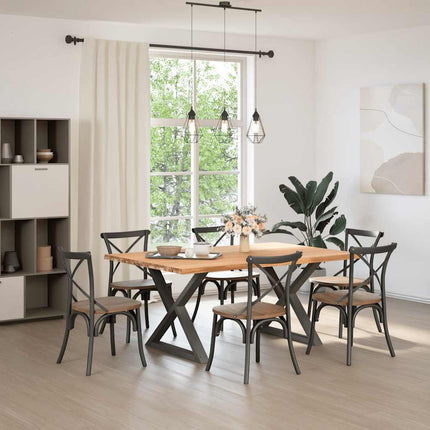 Table à manger avec bord vivant 180x100x74 cm bois massif chêne