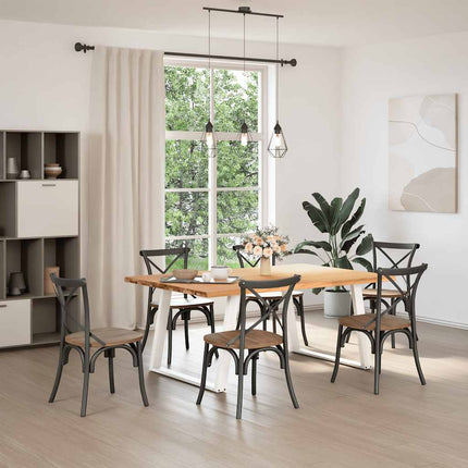 Table à manger marron clair bois de chêne massif