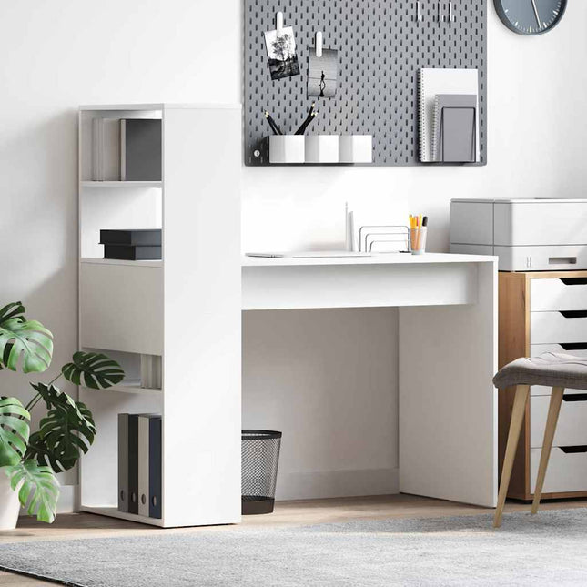 Bureau avec étagère Blanc 113 x 54 x 120 cm Bois d'ingénierie