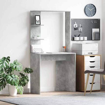 Bureau Gris béton 78.5 x 37 x 154.5 cm Bois d'ingénierie