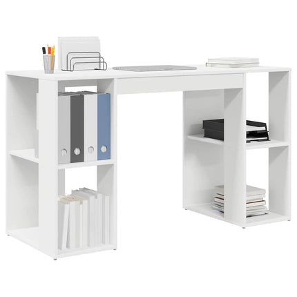 Bureau avec Rangement avec étagère Blanc 130 x 50,5 x 75 cm