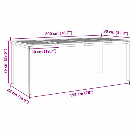 Tabledesalleàmangerd'extérieur Marron 200x90x75cm Teck massif