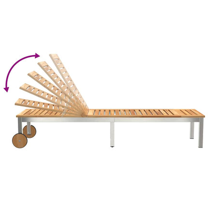 Transat 1-personne Marron 207 x 58 x 35cm Bois d'acacia massif