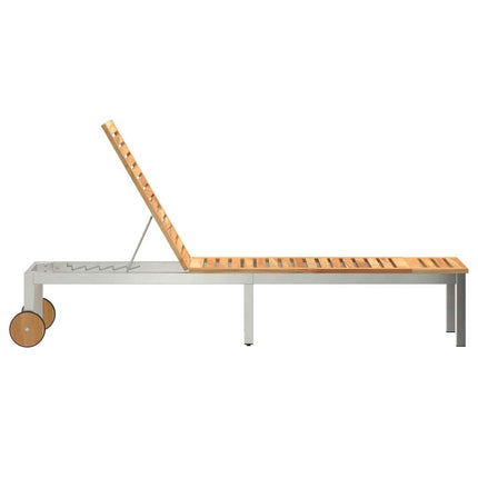 Transat 1-personne Marron 207 x 58 x 35cm Bois d'acacia massif