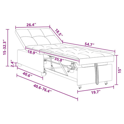Canapé-lit Noir 67 x 194 x 38 cm Velours