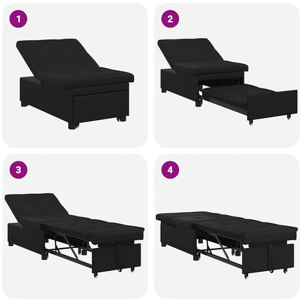 Canapé-Lit avec coussin Noir 67 x 194 x 82 cm Contreplaqué