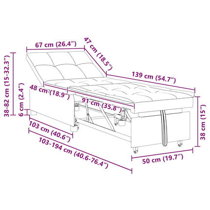 Canapé-Lit Crème 67 x 194 x 82 cm Tissu en microfibre