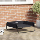 Lit pour Chien Noir ML Tissu Oxford et Acier