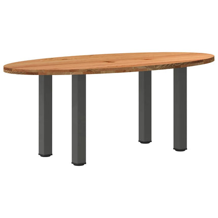 Table à manger marron clair bois de chêne massif ovale