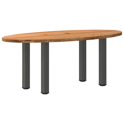 Table à manger marron clair bois de chêne massif ovale