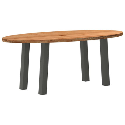 Table à manger marron clair bois de chêne massif ovale