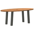 Table à manger marron clair bois de chêne massif ovale