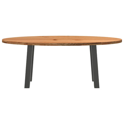 Table à manger marron clair bois de chêne massif ovale