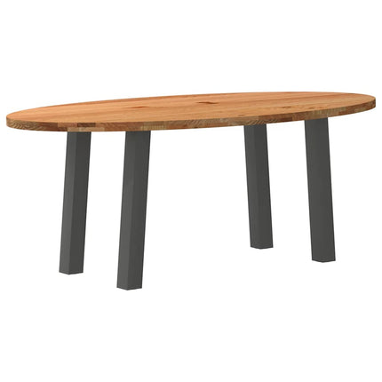 Table à manger marron clair bois de chêne massif ovale