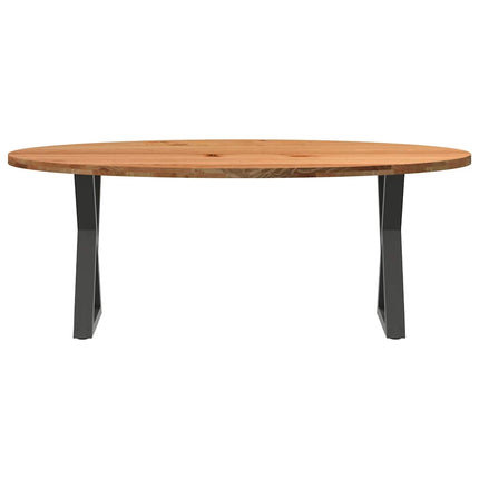 Table à manger marron clair bois de chêne massif ovale