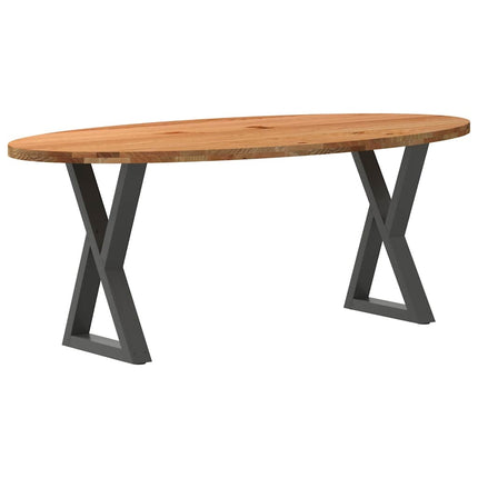 Table à manger marron clair bois de chêne massif ovale