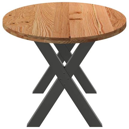 Table à manger marron clair bois de chêne massif ovale