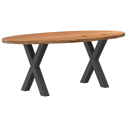 Table à manger marron clair bois de chêne massif ovale