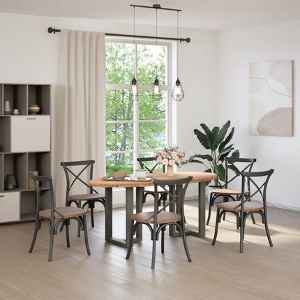 Table à manger marron clair bois de chêne massif ovale